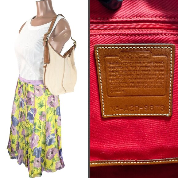 Coach Vintage Ivory Canvas & Brown Leather Hobo Shoulder Bag A2D-9873 - Picture 11 of 11